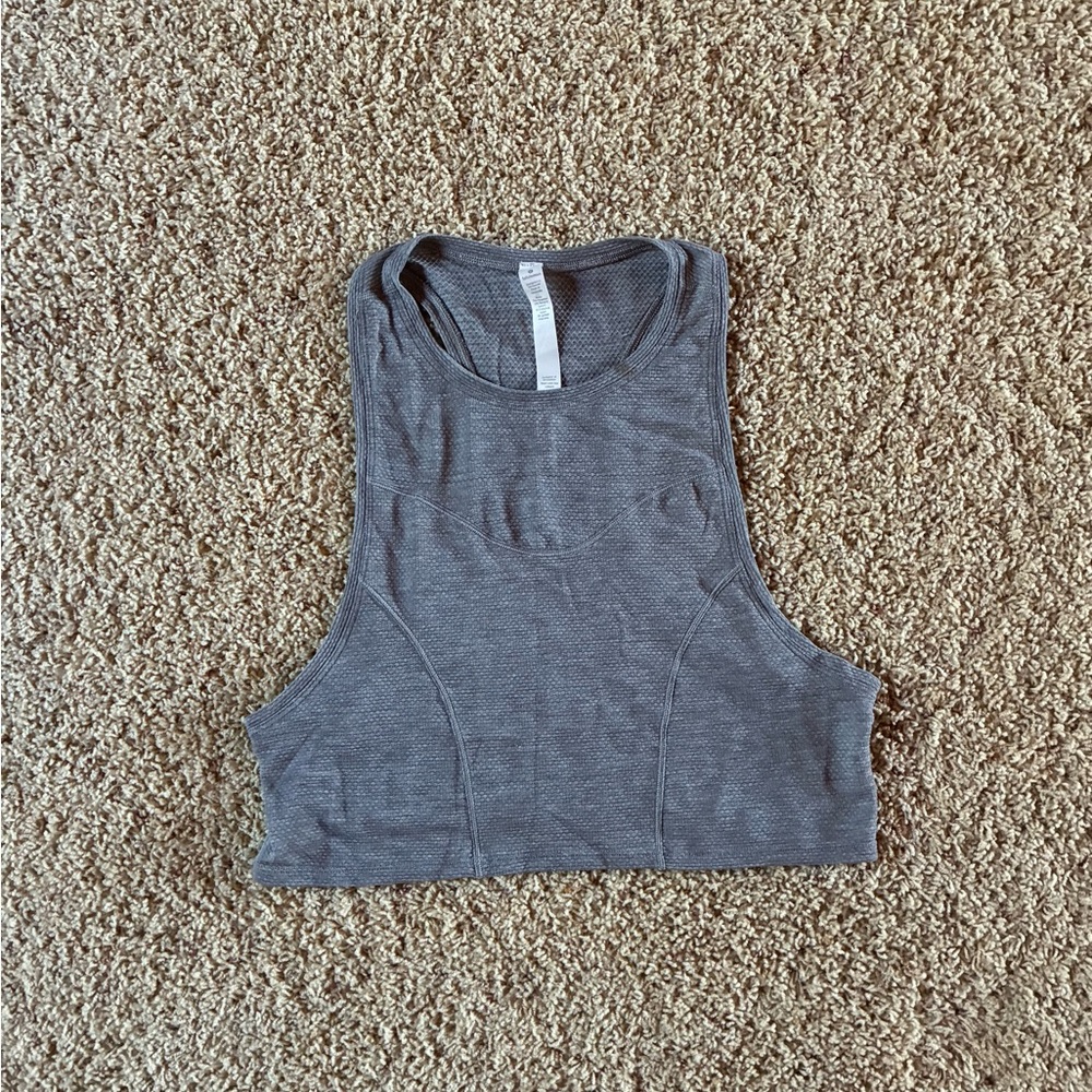 Lululemon Stronger as One Muscle Tank Heathered Asphalt Grey Crop W1CN7S Size 4
